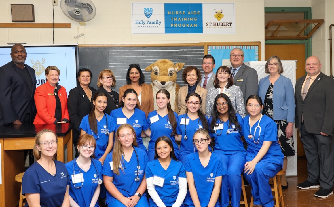 St. Hubert students with leaders from Holy Family and St. Hubert